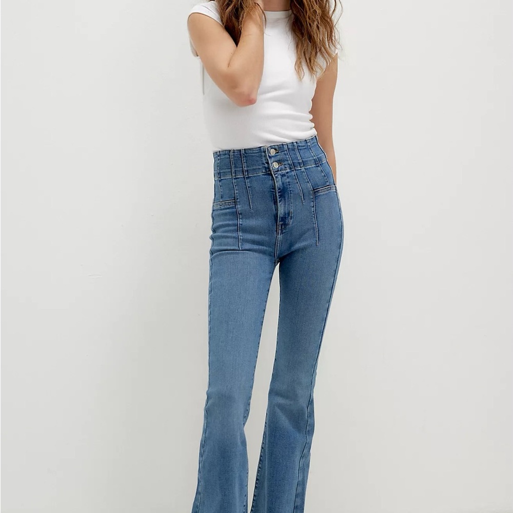 We The Free Blue Flare Wide Leg Jeans